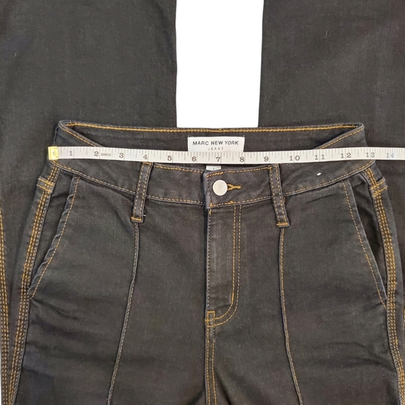 Marc New York Jeans Womens Size 2 Black Mid Rise Front Seam Flare Pants - Picture 7 of 12